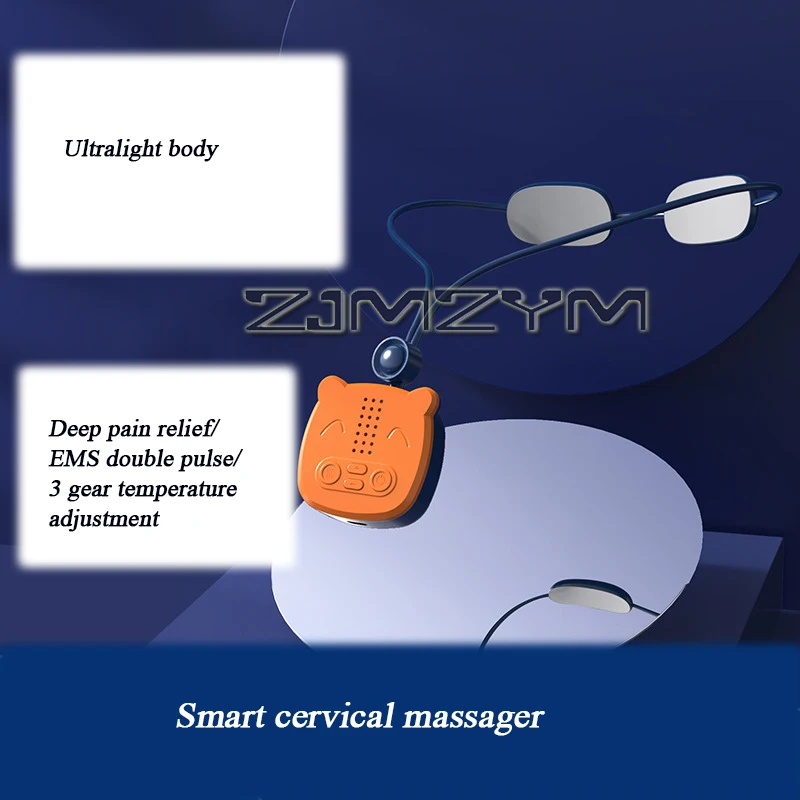 Mini masajeador Cervical inteligente ABS recargable EMS, instrumento de masaje de doble pulso con cuatro modos de masaje para alivio del dolor