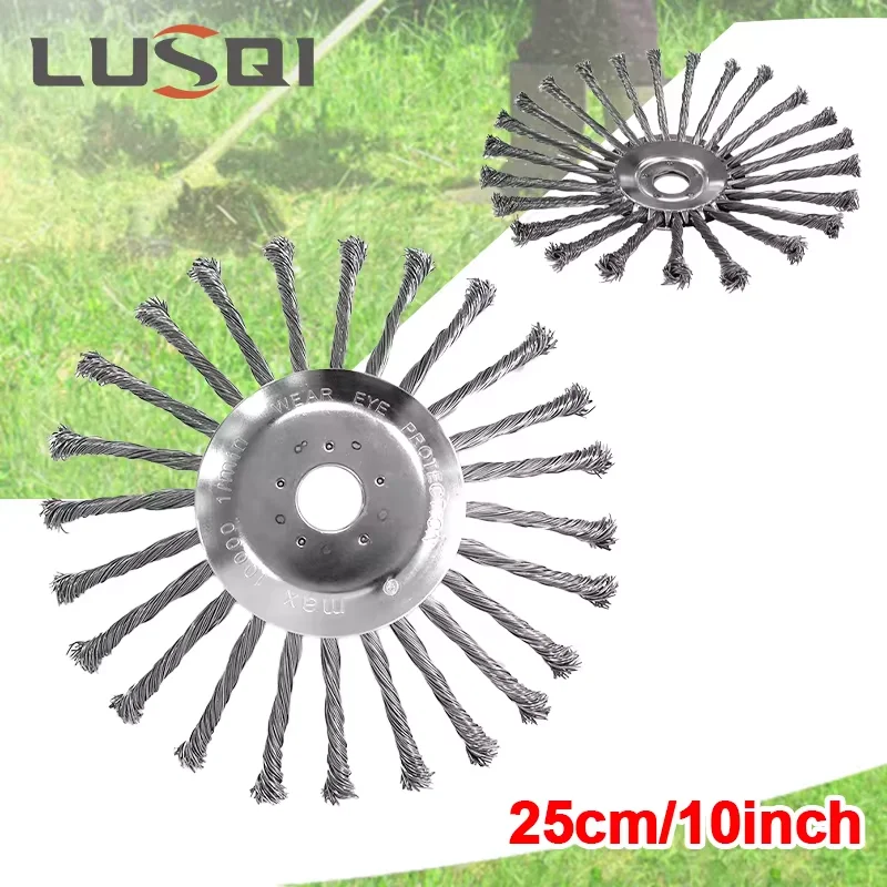 10 Inch Steel Wire Wheel Brush Universal Garden Grass Trimmer Head Removal Rust Weed Brush Cutter Head Lawn Mower Brush Cutter