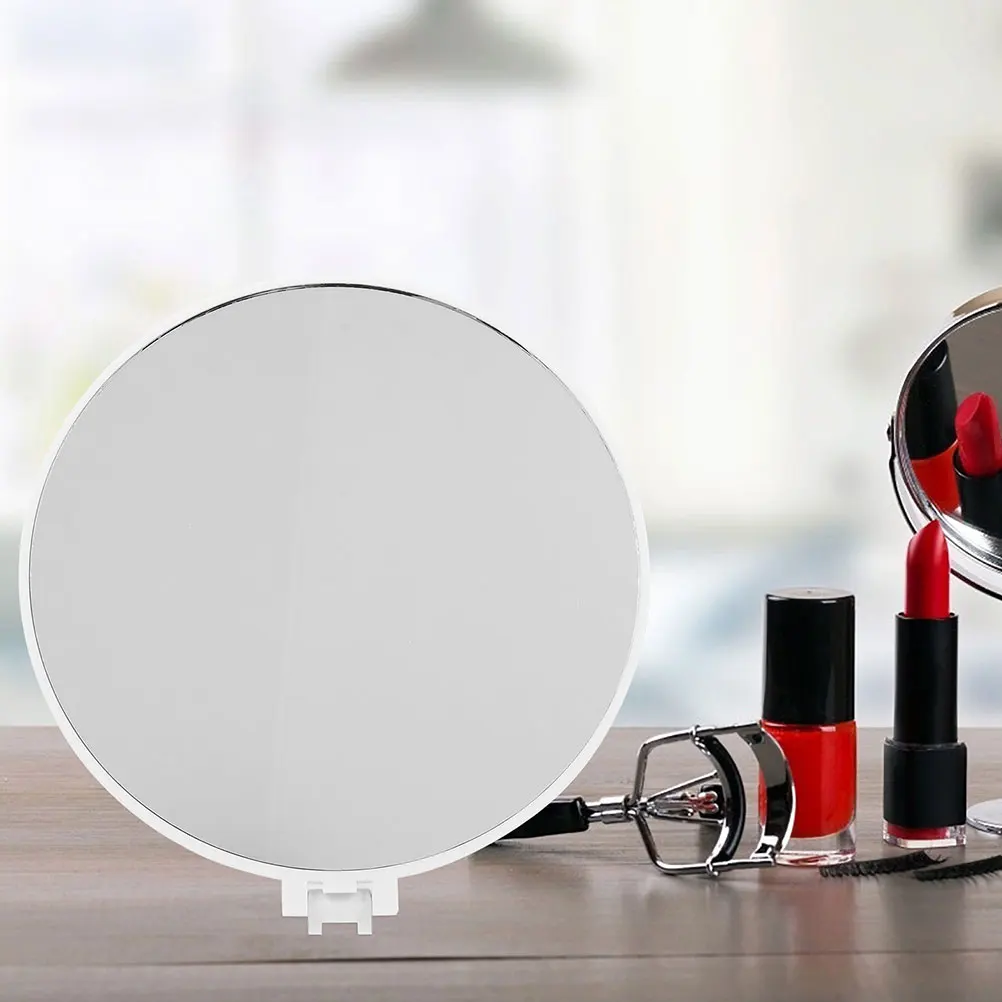 

Handheld Makeup Mirror Foldable Desktop Mirror Plastic Build Clear Accurate Detailing Steady Flat Base Ideal