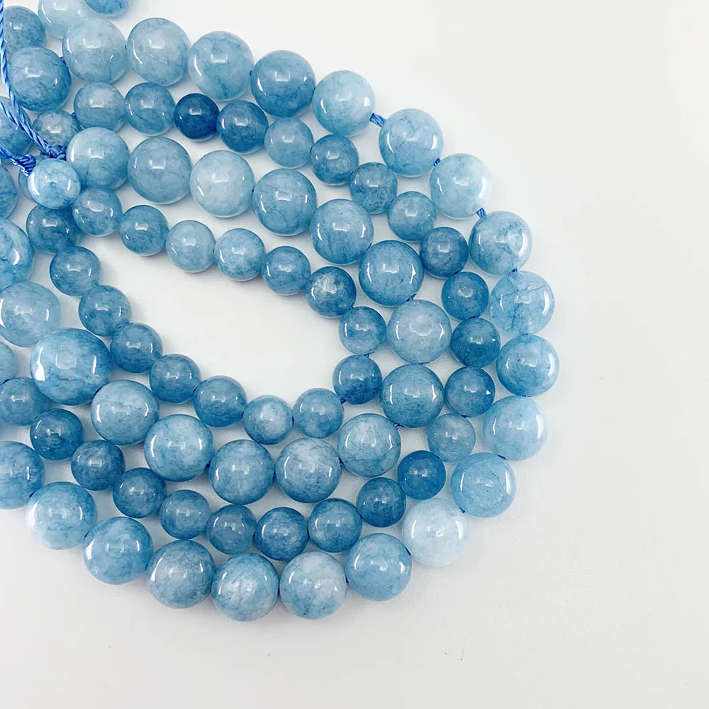 1 Strang/Los 4/6/8/10/12mm natürliche Aquamarin Achat Stein perle runde lose Abstands perlen für Schmuck herstellung Ergebnisse DIY Armband