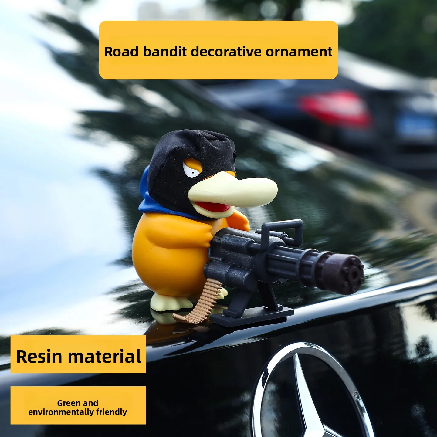 

Gatling Ducky Car Ornament - Roof/Exterior/Back of Car, Electric Bike Plush Doll, Creative Auto Decoration