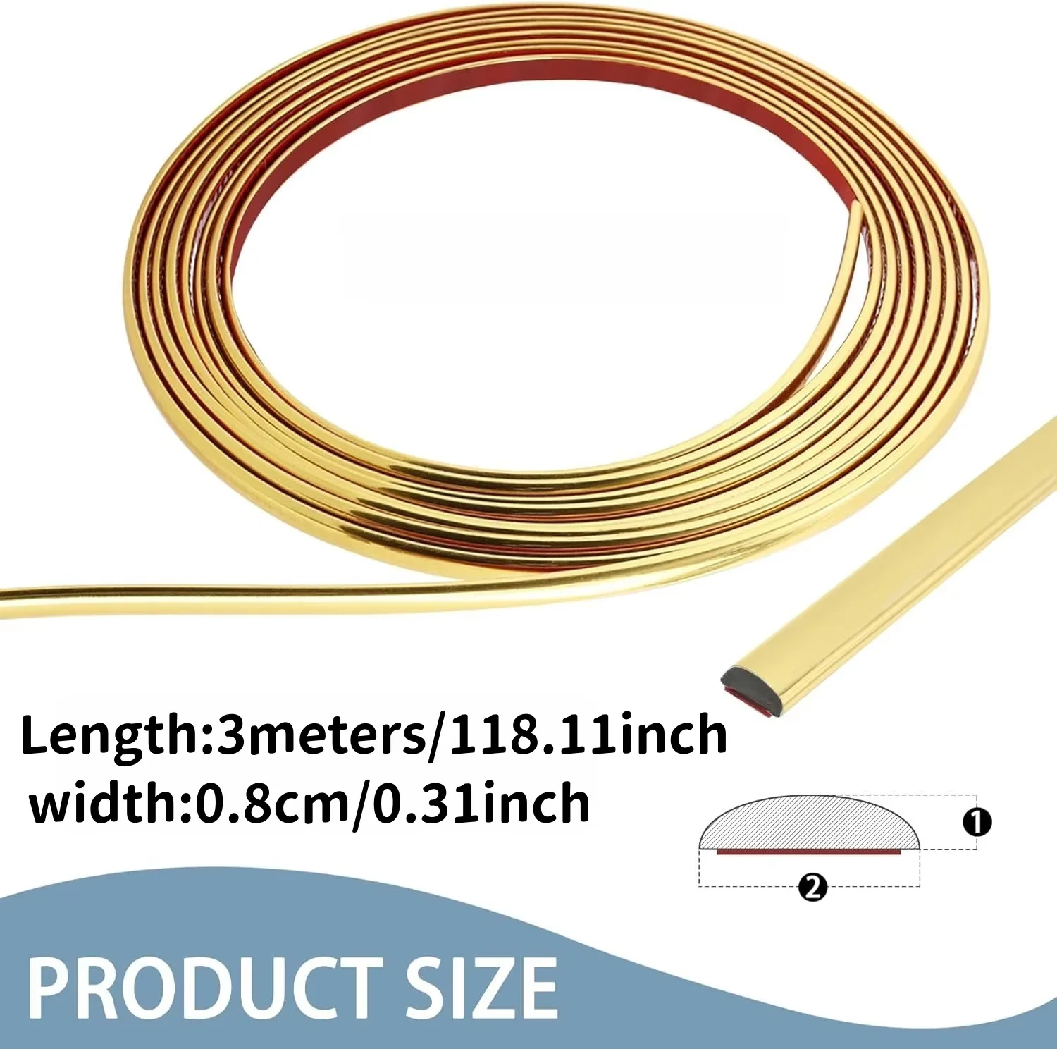 1PC 118.11inch PVC Decoration Line Wall Sticker, Self-Adhesive,Decorative Strip Peel And Stick Molding Trim,Suitable For Living