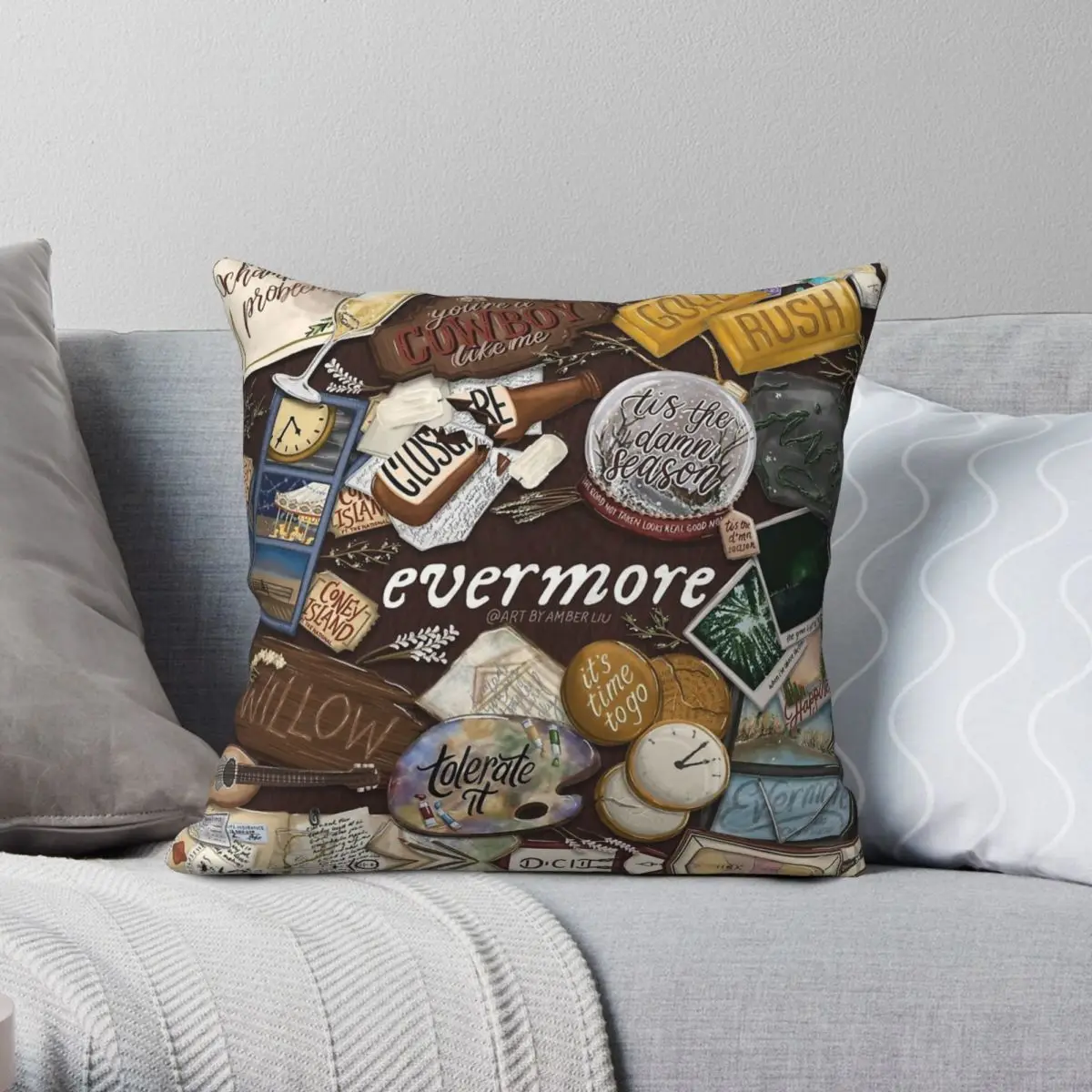 Evermore Album Song List Pillowcase Polyester Linen Velvet Printed Zip Decor Pillow Case Car Cushion Case 45x45