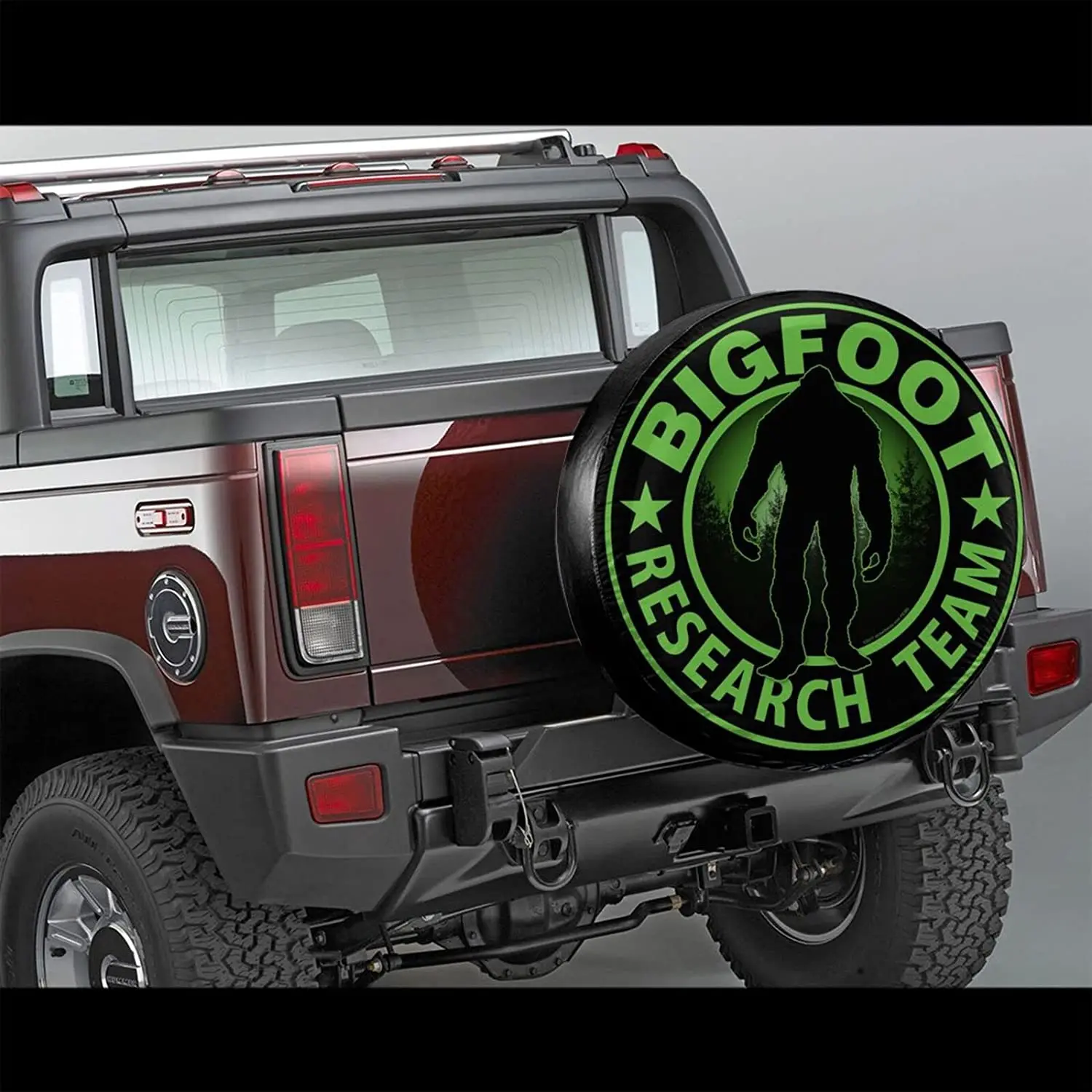 Sasquatch Bigfoot Research Team Green Spare Tire Cover,Universal Wheel Tire Cover for Trailer, RV, SUV, Truck,Camper and Many Ve