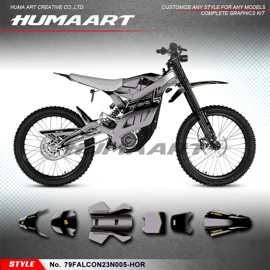 

HUMAART MX Graphics Racing Sticker Protector for 79BIKE Falcon Pro 79 Bike, Grey Style No.79FALCON23N005-HOR