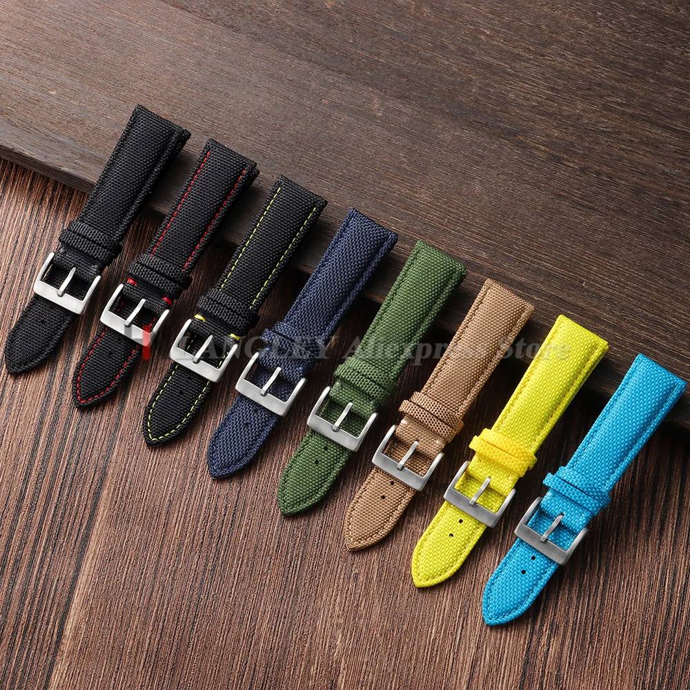 Waterproof Sailcloth Watch Strap Two-Sided Nylon Watchband 20mm 22mm for Samsung Galaxy Watch 7/6/5/4 Universal Belt Sport Bands