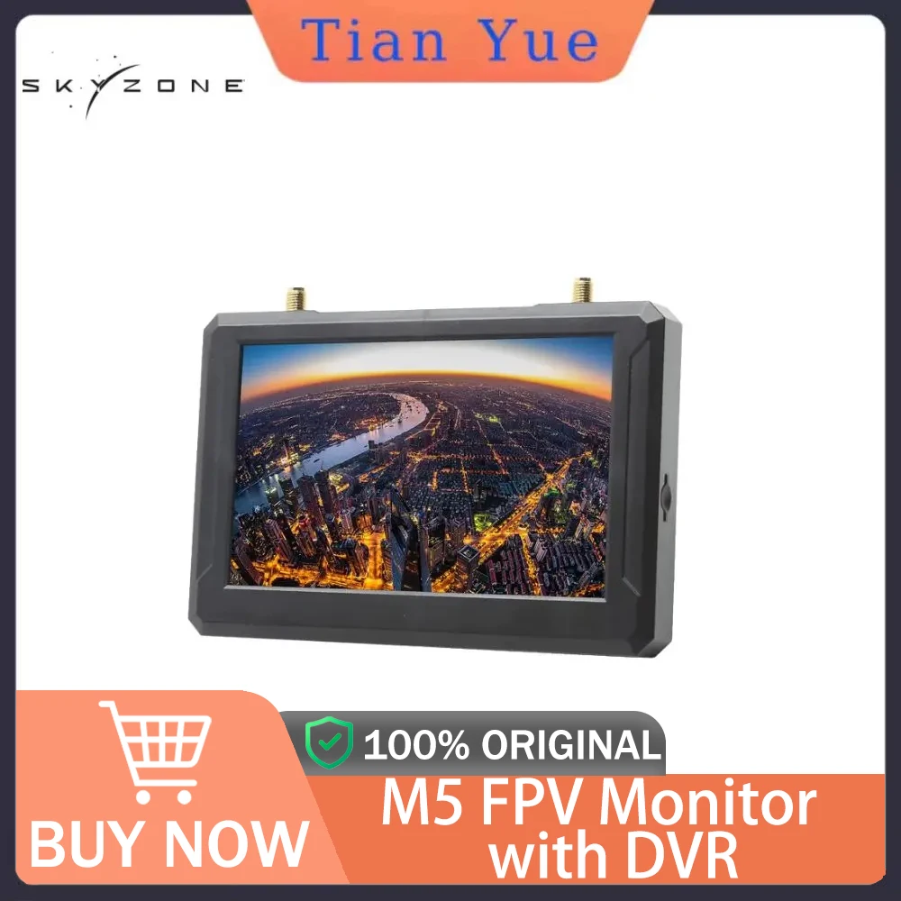 

SKYZONE M5F FPV Monitor - 5" LCD 800x480, 5.8G 48CH Diversity RX with 60FPS, DVR/AV Input, Roll Wheel & 18650/Lipo 2-6S Power