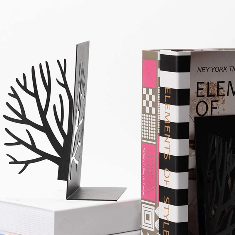 Book Ends, Bookends For Heavy Books, Bookend Book Shelf Holder Home Decorative, Book End Black 1 Pair