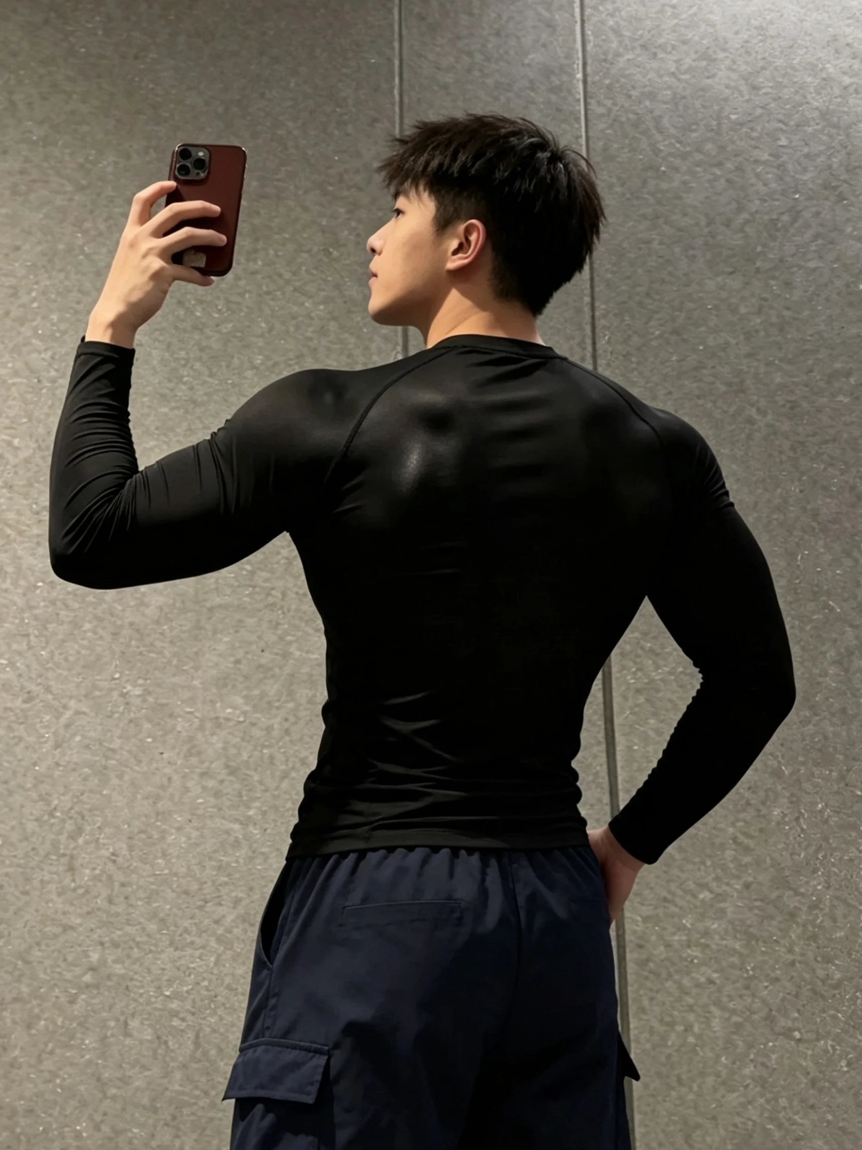 Men's quick-drying T-shirt with long sleeves, tight-fitting sports top, suitable for running, fitness and cycling - J54