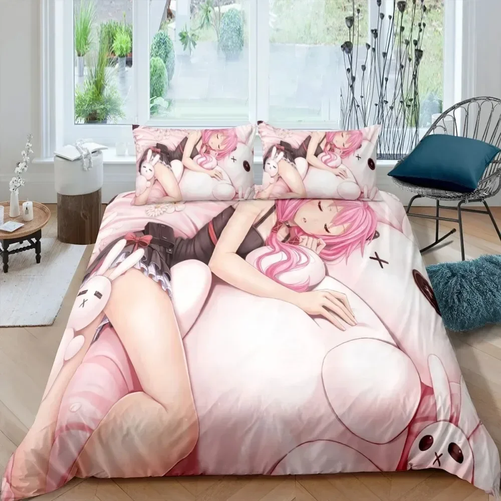 Anime Girls Kawaii Bedding Set Cartoon Duvet Cover Sets Comforter Bed Linen Twin Queen King Single Size Gift Home Decor Kids