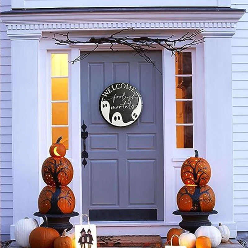 Halloween Wreath Wreath Garlands Decor Halloween Wreath Front Door Decor Halloween Ball Wreath Durable 30X30x0.5Cm