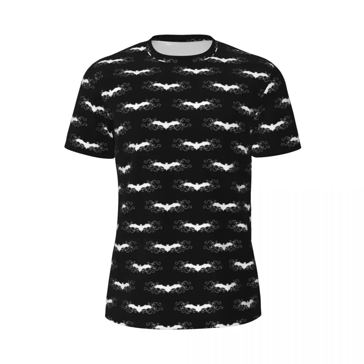 Running T Shirt For Man Cute Gothic Bats T-Shirts Hippie White Swirls Print Summer Tee Shirt O Neck Graphic Tops Gift Idea