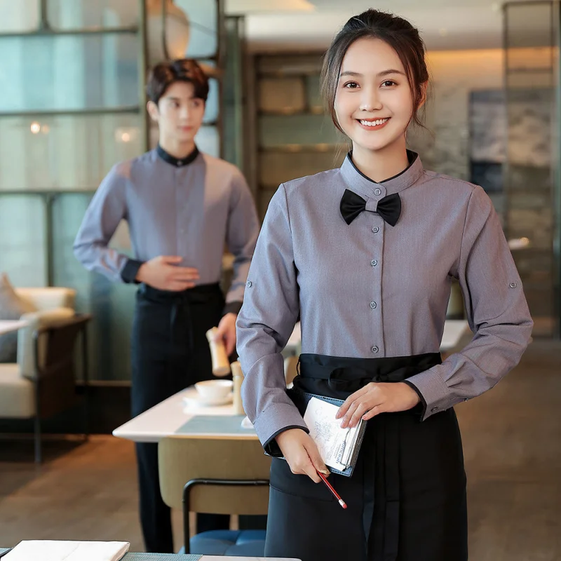 Fast Food Restaurant Server Uniform Langarm Western Restaurant Coffee Shop Steakhouse Burger Cake Shop Mitarbeiter Shirt für Wo