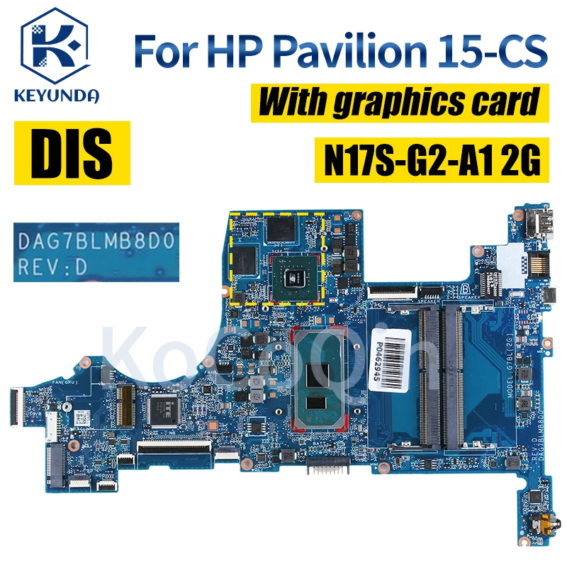 Imagem -04 - Laptop Motherboard para hp Pavilion 15-cs Notebook Mainboard Dag7blmb8d0 L67287601 L67288-601 L76585-601 i5 i7 10th Gen Gpu 2g