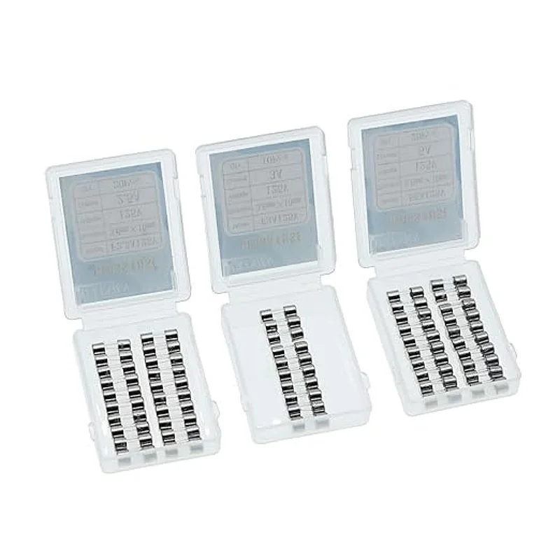 3 Values 50pcs 2.5A 3A 5A 125V Mini Fuse Assortment Kit 2.5 3 5 Amp 125 Volt Max Fuses 0.14x0.39 inch 3.6x10 mm Glass Fuse