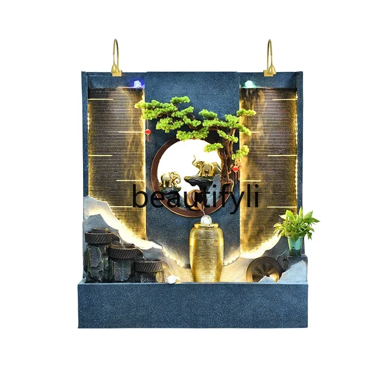 03 Courtyard rockery water landscape decoration partition water curtain wall  running water screen fountain ornament opening