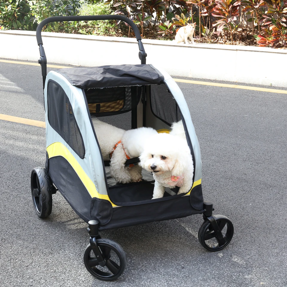 Premium Pet Stroller for Two Dogs with Divider