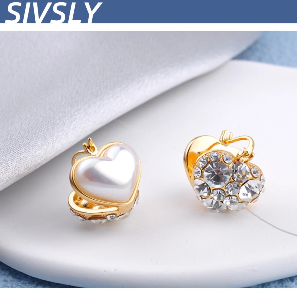 

[Elegant] Luxurious, versatile, double-sided pearl-plated 18K gold ear clips, women's fashion, high-end feeling, temperament