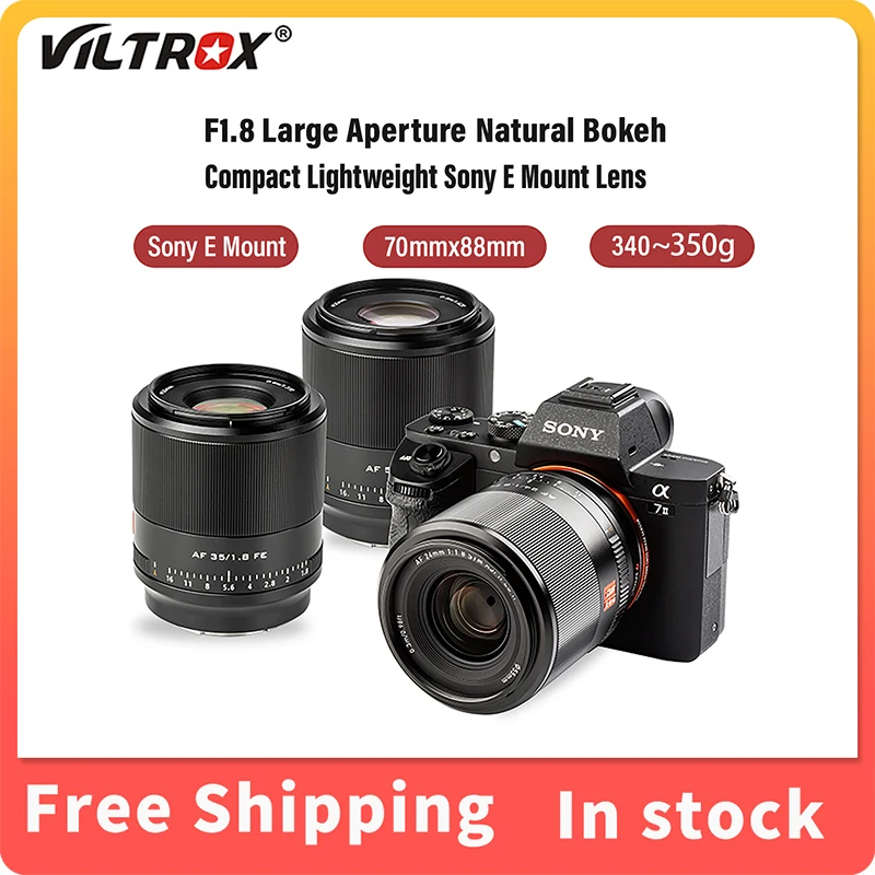 

VILTROX 24mm 28mm 35mm 50mm 85mm F1.8 Camera Lens Auto Focus Full Frame Prime Large Aperture Portrait FE for Sony E Mount A7