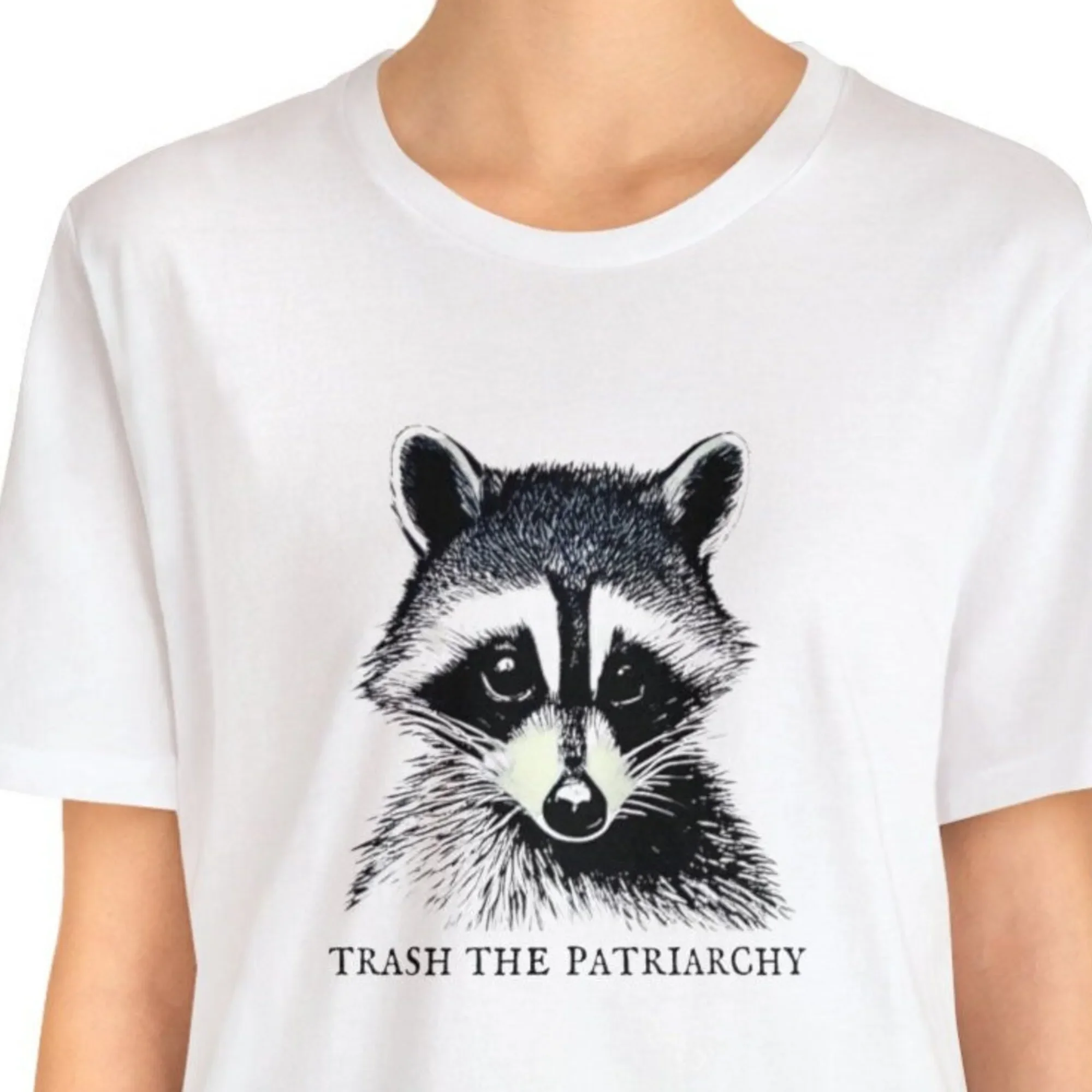 Cute Trash The Patriarchy Raccoon Leftist Feminist Rural Democrat Funny Pro Choice Street Cat T Shirt