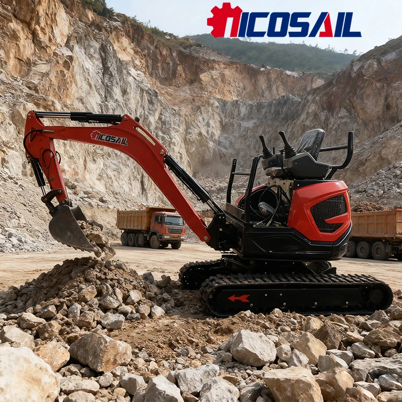 Compact construction equipment for urban and rural infrastructure construction using a small 1.2-ton hydraulic excavator
