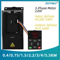 Variable Frequency Inverter 220V 0.75/1.5/2.2/3/4/5.5KW 3Phase Motor Converterr Variator Drive for Motor Speed Vector Control