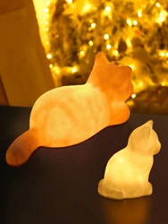 Luz de gato fria e quente de duas cores lâmpada de cabeceira do quarto para dormir luz atmosfera pequena luz da noite decoração de mesa luz