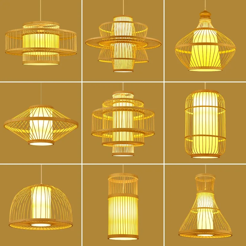 

Bamboo woven lantern pendant lamp creative Japanese restaurant tea room lamp personalized tatami bamboo art lamp