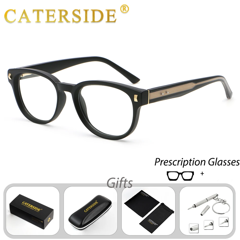 CATERSIDE Fashion Men's Round Prescription Glasses with High-Quality Tr-90 Frame Prescription Glasses Women's Reading Glasses