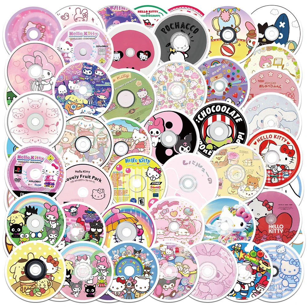 

10/30/50pcs Kawaii Sanrio CD Cartoon Stickers Aesthetic Decorative Decorative Phone Case Guitar Cute Kids Sticker Toys Gifts