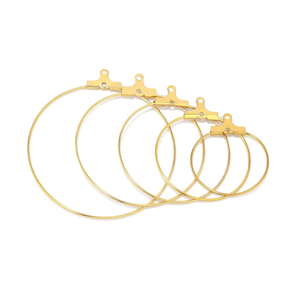 20Pcs Stainless Steel 20/25/30/35/40/45mm Hoop Earrings Big Circle Ear Wire Earring Hooks Connector DIY Earrings Jewelry Making