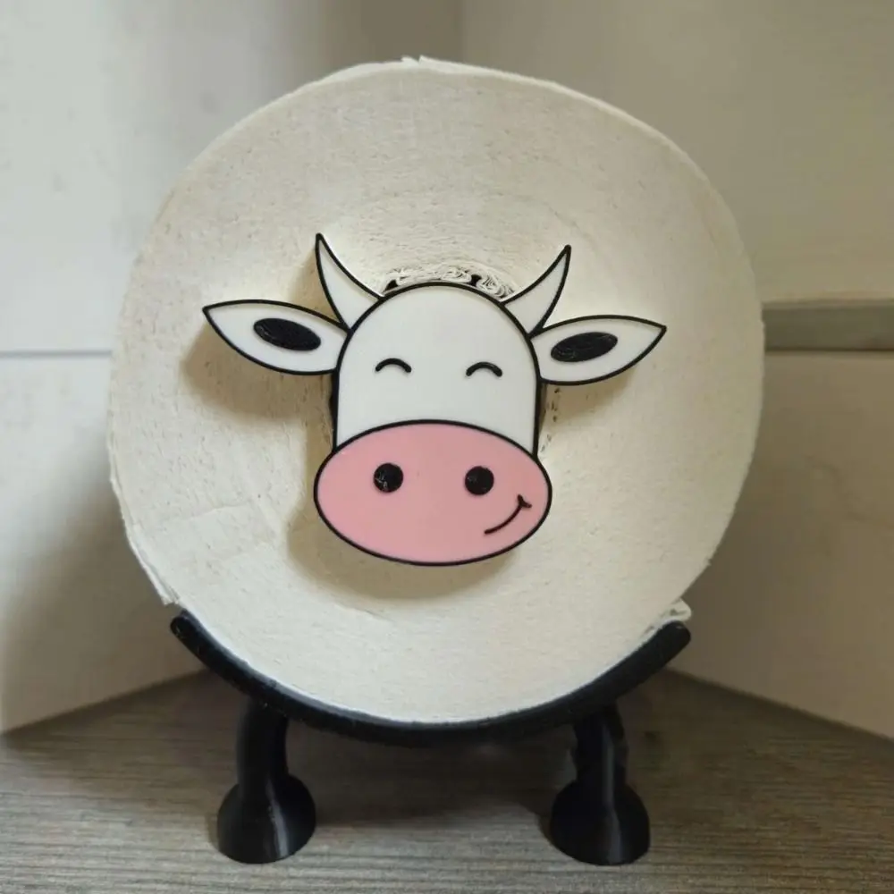 

3D Animal Decorative Cow Toilet Paper Roll Holder Napkin Handmade Tissue Storage Rack Tabletop Long-lasting Toilet Tissue Holder