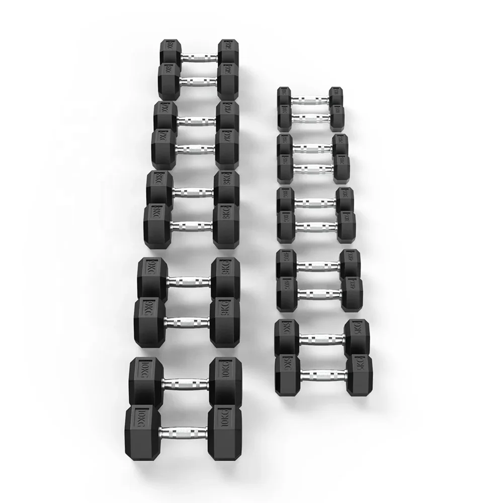 Commercial 10kg Full Set Gym Dumbbells 1kg Increment for Home Fitness Heavy Duty Rubberized Hex Shape for Arm Workoutspromote
