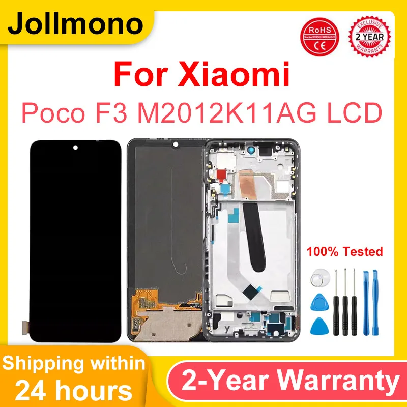 

6.67" Super AMOLED Poco F3 Display Screen, for Xiaomi Poco F3 M2012K11AG Lcd Display Digital Touch Screen with Frame Replacement