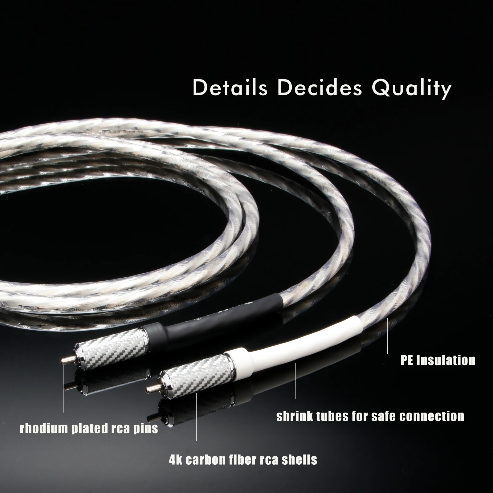 Paar 2RCA zu 2RCA Audiokabel 4N OFC High-Fidelity Stereo-Verbindungskabel für Verstärker DAC Heimkino – Detail 2