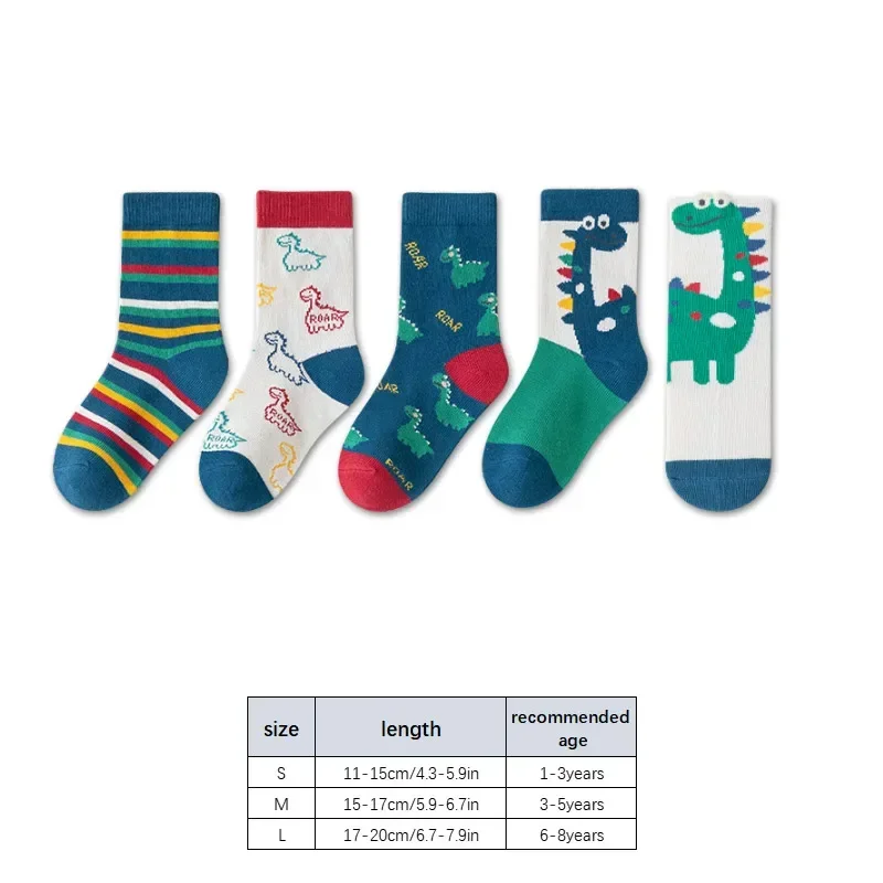 Cartoon Dinosaur Children Socks Cute Autumn Winter Warm Middle Tube Socks For Kids Boys Girls Cotton Sock Sokken