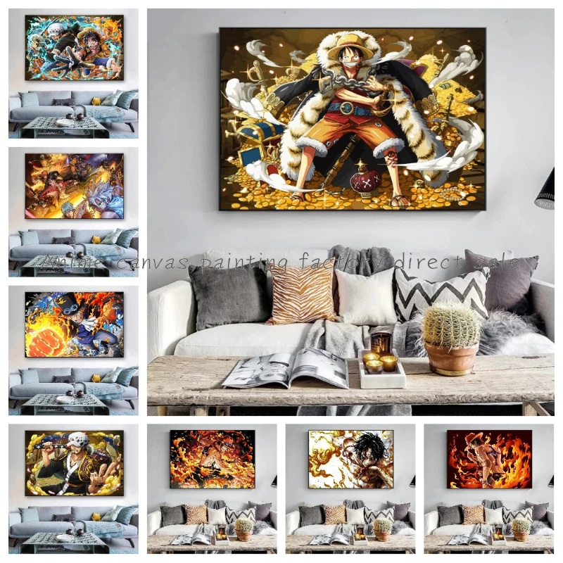 Japanese Classic Anime One Piece Monkey D Luffy HD Poster Canvas Painting Bar Cafe Wall Aesthetic Decorative Wall Painting Gift