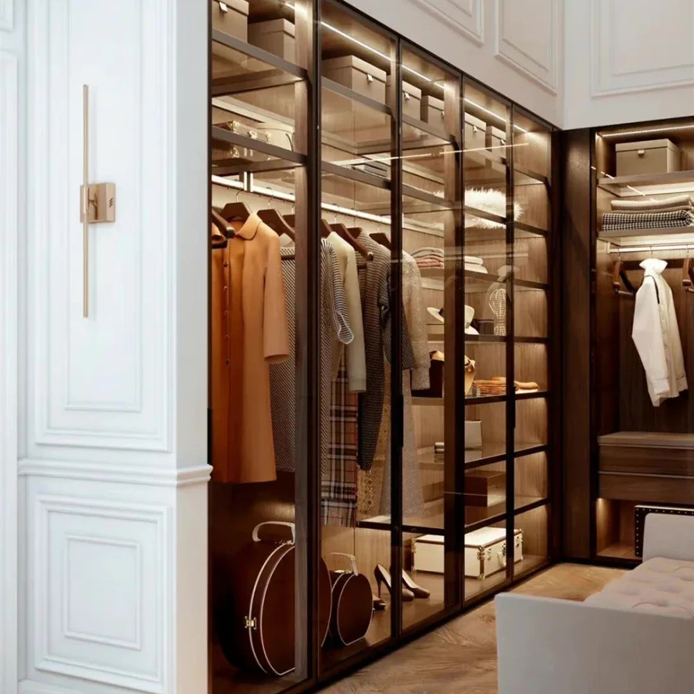 for Custom Modern Solid Oak Modern  Bedroom Walk In Closet