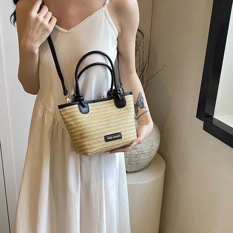 Small Straw Crossbody Bags For Women 2024 Korean Fashion Summer Shoulder Bags Lady Travel Handbags Females Weave Tote Beach Bag