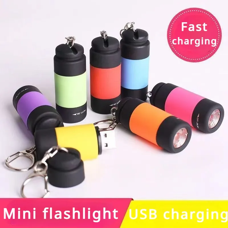 Mini USB recarregável lanterna led, bolso chaveiro, luz forte, impermeável, viagens, portátil, casa