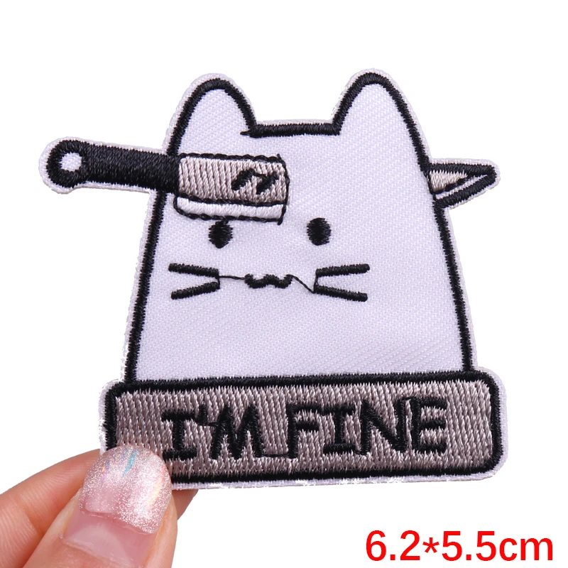 Naszywka z haftem kota Cartoon Animal Patch Iron On Patches For Clothing Thermoadhesive Patches On Clothes Funny Cat Sticker Badge