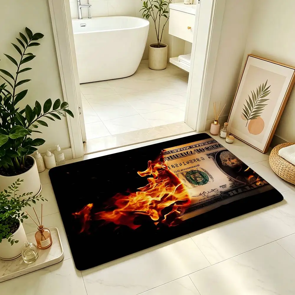Art Money Talks Carpet Bathroom Anti-slip Mat Door Mat Home Decoration Mat Entrance Door Mat Scratch-resistant Door Mat