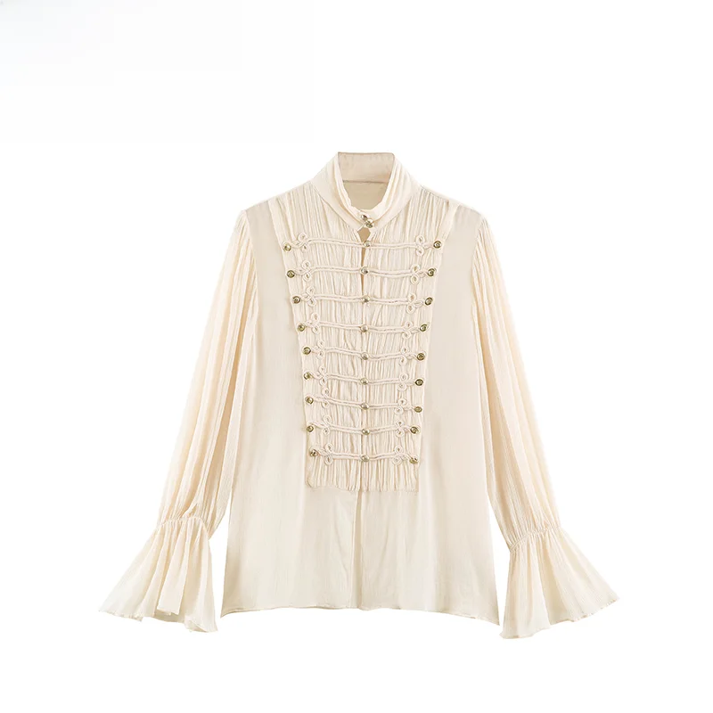 Fashionable Versatile Rope Buckle Shirt ZR Autumn New Arrival Women's Clothing Commute Style Long Sleeve Polyester Breathable