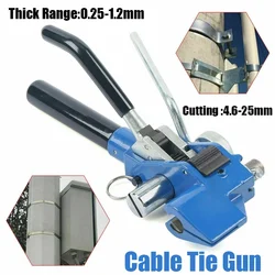 Stainless Steel Cable Tie Gun Fasten Tool for Crop Width 25mm Thickness 1.2mm Tighten Hand Tool Cutting Tension Multi-Purpose