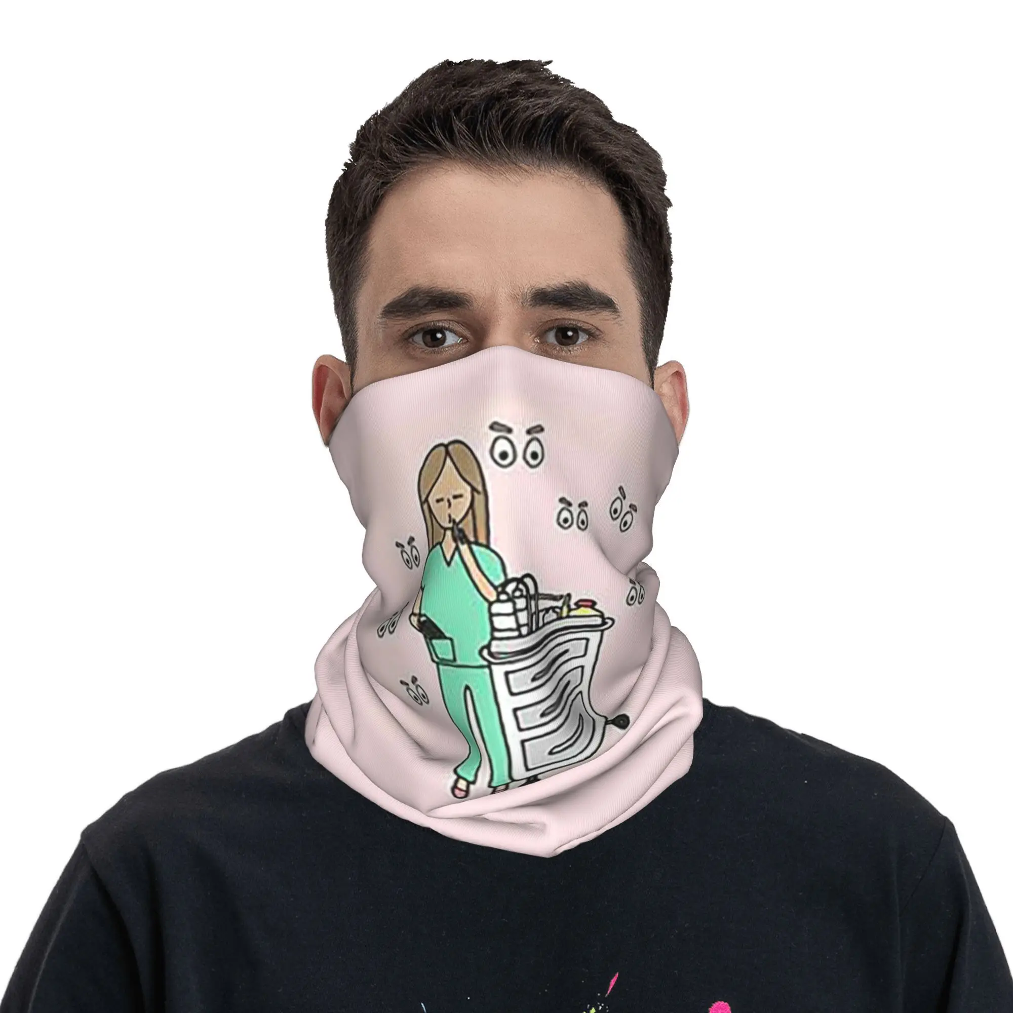 Enfermera en apuros médico enfermeira bandana pescoço capa impressa máscara cachecol quente bandana ciclismo para homens mulheres adulto toda a temporada