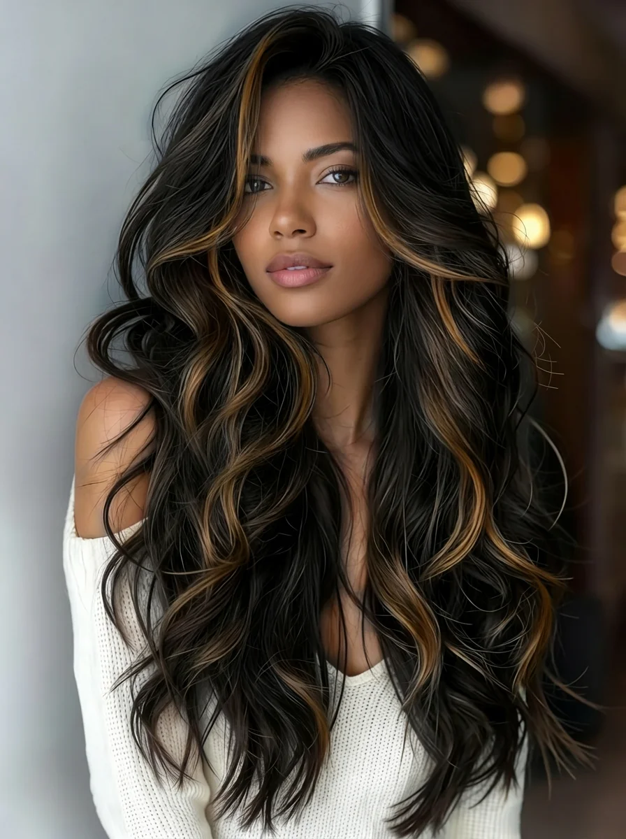 PB/30 Ombre Highlight 13x4 Brown Long Body Wavy Hair  Lace Front Glueless Wig Brunette HD Brown Curly Wave Wigs for Women image 4