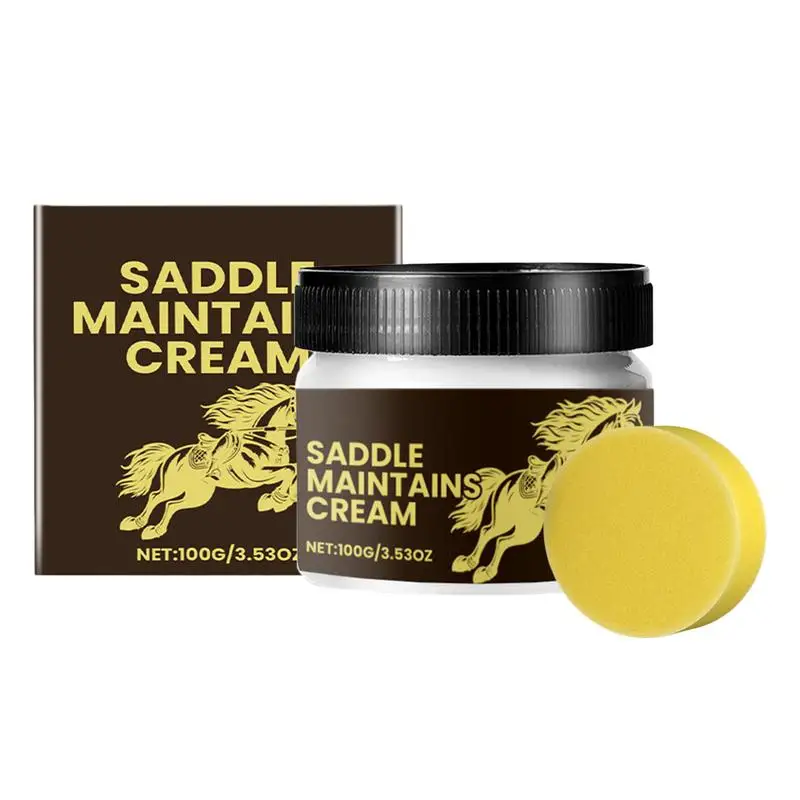 Saddle Cleaner And Conditioner 100g Saddle Leather Cream Saddle Preservative Balm With Applicator Sponge For Saddles Boots Chaps