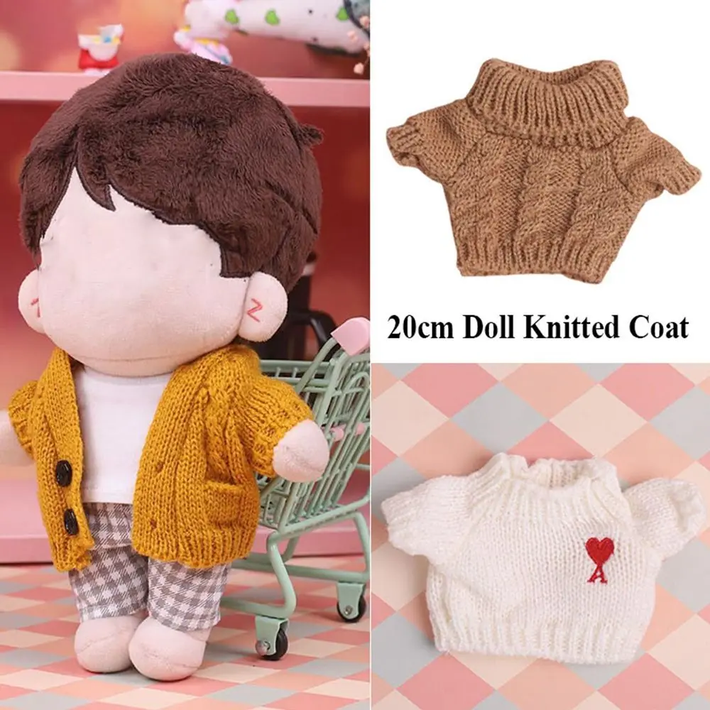 20cm Doll Fashion Knitted Coat Clothes Outfits Winter Warm Sweater Tops Doll Socks for Idol Dolls Cardigans Accessories