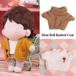 20cm Doll Fashion Knitted Coat Clothes Outfits Winter Warm Sweater Tops Doll Socks for Idol Dolls Cardigans Accessories