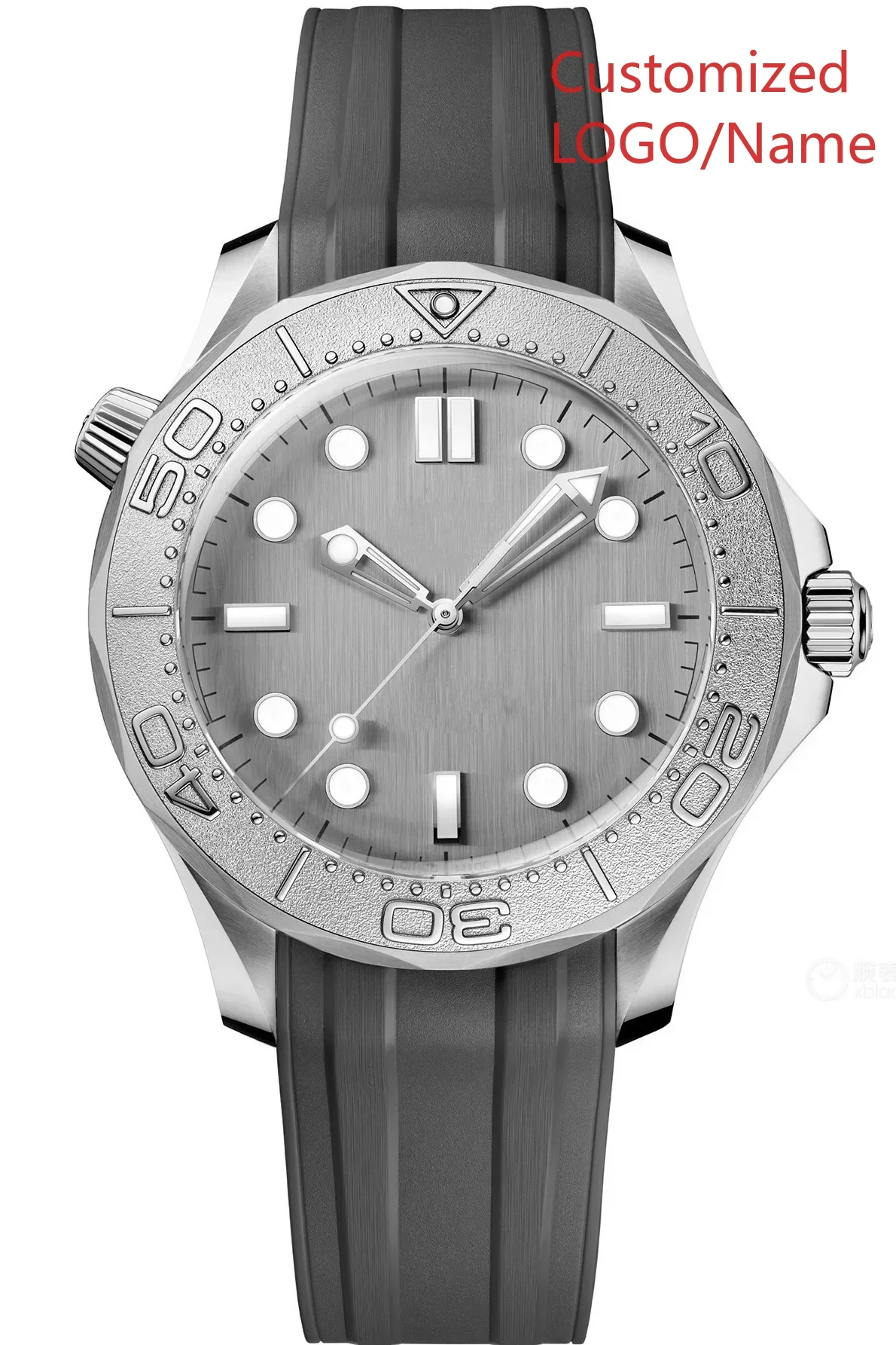 Relógio mecânico automático masculino, aço inoxidável, ouro rosa, moldura de cerâmica vermelha, relógio de pulso de borracha de safira 42mm